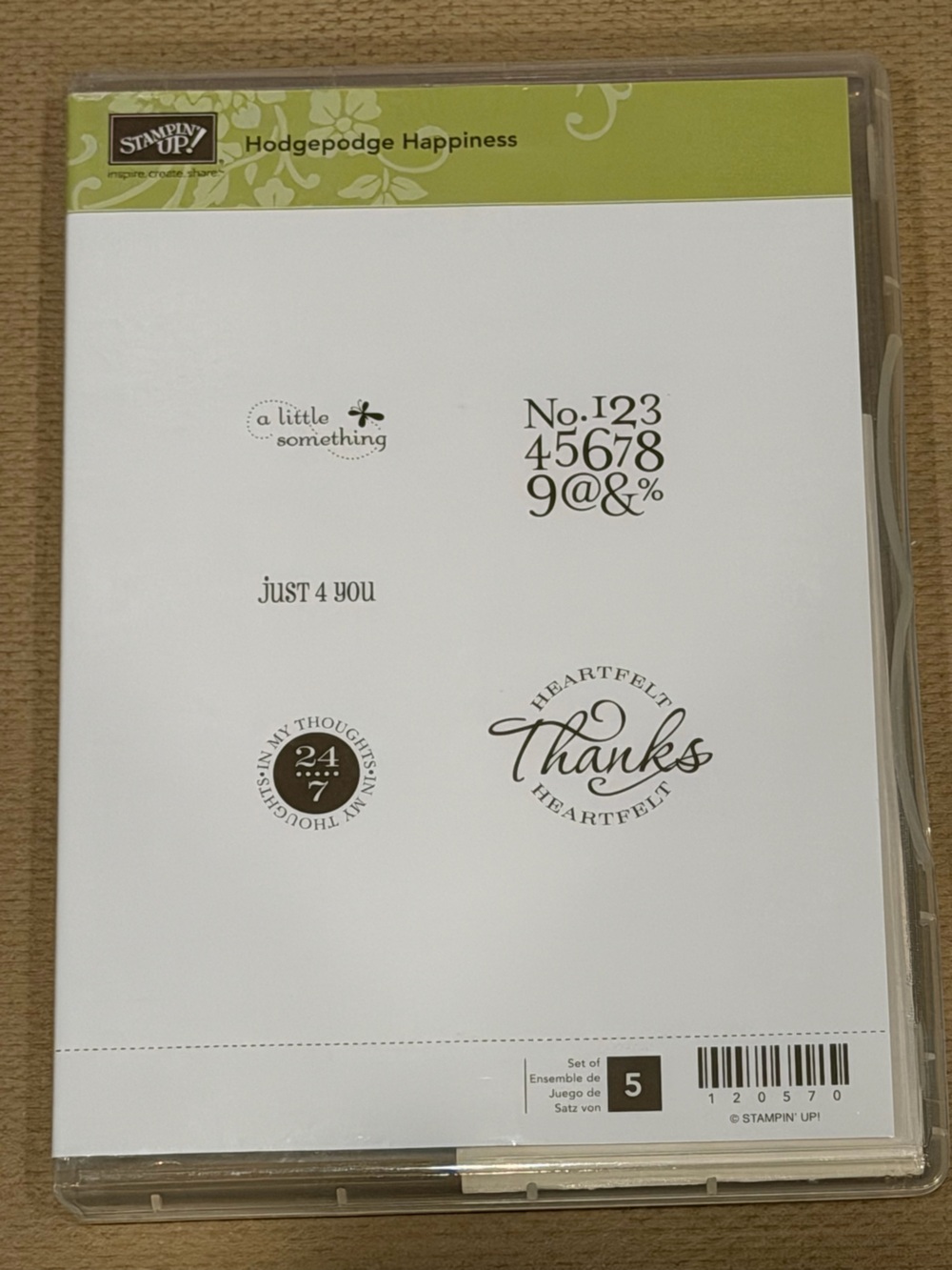 Stampin' Up! Hodgepodge Happiness Stamp Set - White, Green, Black